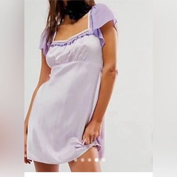 Free People Violet Visions Mini Dress NEW Lavender Purple Sz 10 🌺 - Picture 2 of 5